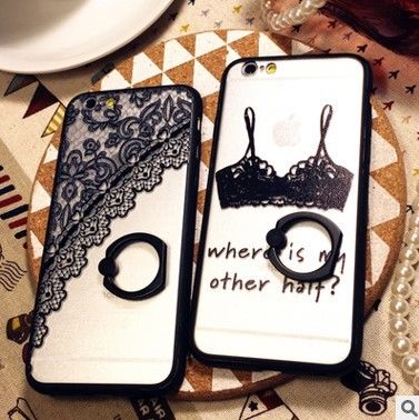 人格立場のホールダーIPhone 6と塗られる黒いレースの携帯電話カバー箱