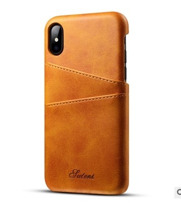 細い習慣PUの革背部携帯電話の箱はiPhone Xのためのクレジット カードのホールダーで皮を覆います