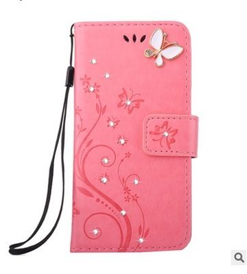 iPhone 8のためのIPHONE6S PUの革蝶花のダイヤモンドの電話箱