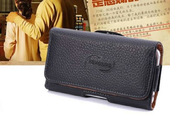 iPhoneのクラムシェル ベルトの掛かるウエストの革箱の老人の電話袋の普遍的な掛かるウエストの革箱